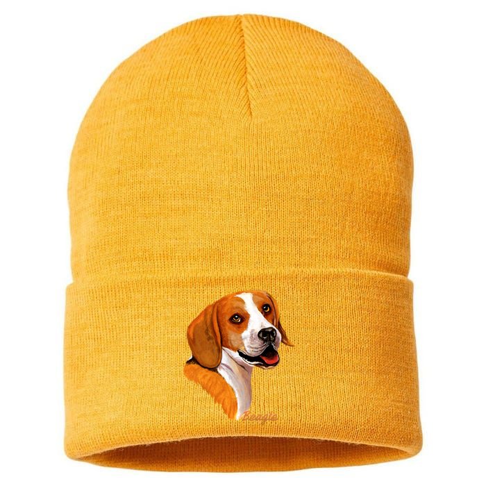 Beagle Dog Signature Portrait Sustainable Knit Beanie