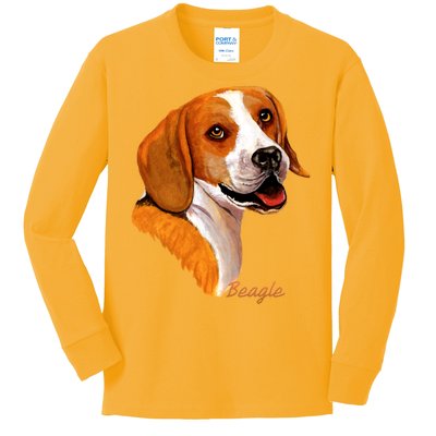 Beagle Dog Signature Portrait Kids Long Sleeve Shirt