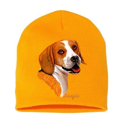 Beagle Dog Signature Portrait Short Acrylic Beanie