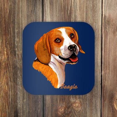 Beagle Dog Signature Portrait Coaster