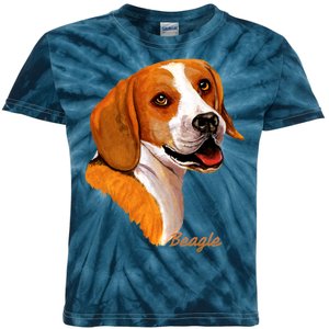 Beagle Dog Signature Portrait Kids Tie-Dye T-Shirt