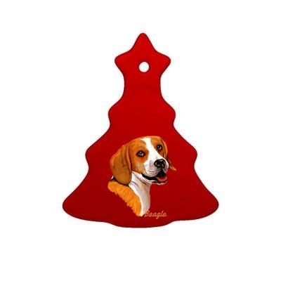 Beagle Dog Signature Portrait Ceramic Tree Ornament