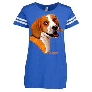 Beagle Dog Signature Portrait Enza Ladies Jersey Football T-Shirt