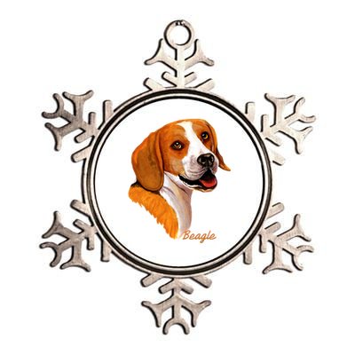 Beagle Dog Signature Portrait Metallic Star Ornament