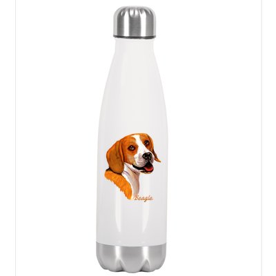 Beagle Dog Signature Portrait Stainless Steel Insulated Water Bottle