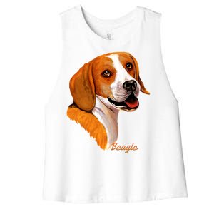 Beagle Dog Signature Portrait Women's Racerback Cropped Tank