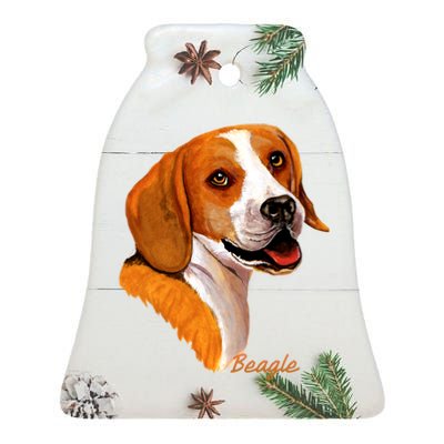 Beagle Dog Signature Portrait Ceramic Bell Ornament