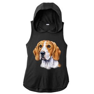 Beagle Face Ladies PosiCharge Tri-Blend Wicking Draft Hoodie Tank