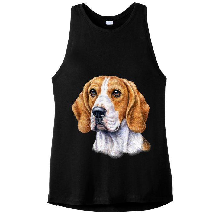 Beagle Face Ladies PosiCharge Tri-Blend Wicking Tank