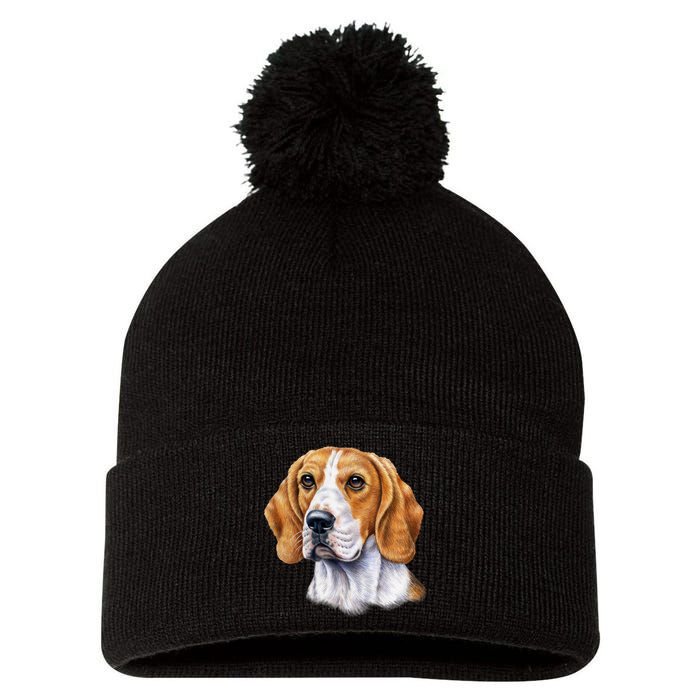 Beagle Face Pom Pom 12in Knit Beanie