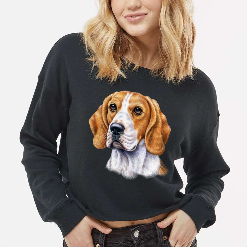 Beagle Face Cropped Pullover Crew