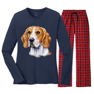 Beagle Face Women's Long Sleeve Flannel Pajama Set 