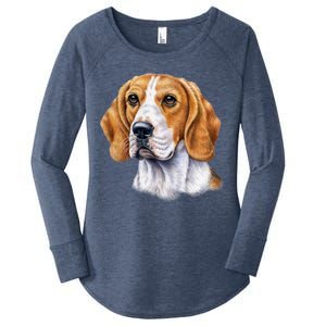 Beagle Face Women's Perfect Tri Tunic Long Sleeve Shirt