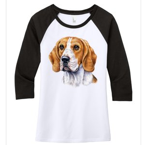 Beagle Face Women's Tri-Blend 3/4-Sleeve Raglan Shirt