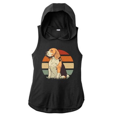 Beagle Retro Sunset Ladies PosiCharge Tri-Blend Wicking Draft Hoodie Tank