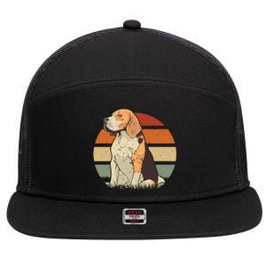 Beagle Retro Sunset 7 Panel Mesh Trucker Snapback Hat