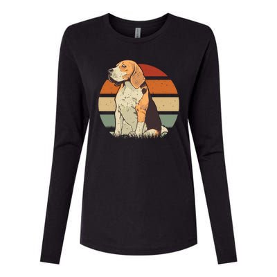 Beagle Retro Sunset Womens Cotton Relaxed Long Sleeve T-Shirt