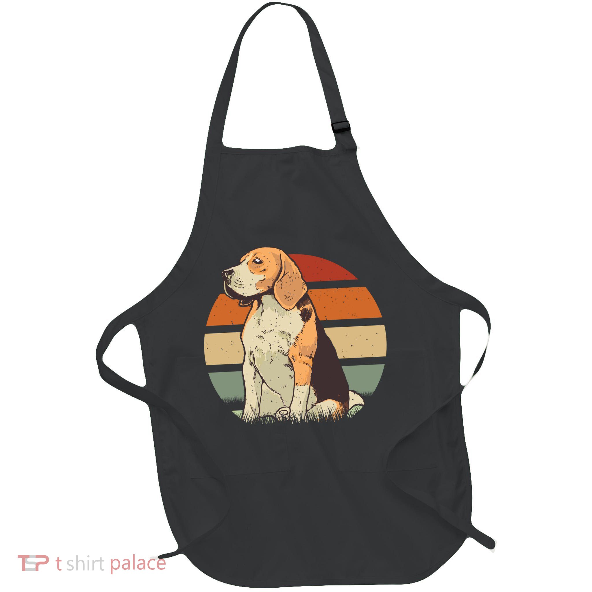 Beagle Retro Sunset Full-Length Apron With Pockets