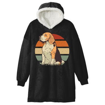 Beagle Retro Sunset Hooded Wearable Blanket
