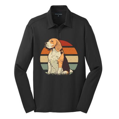 Beagle Retro Sunset Silk Touch Performance Long Sleeve Polo