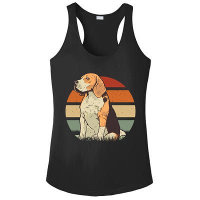 Beagle Retro Sunset Ladies PosiCharge Competitor Racerback Tank