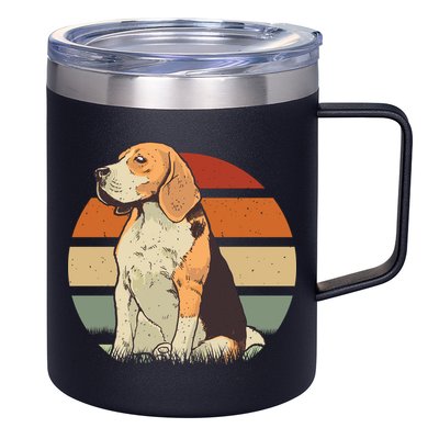 Beagle Retro Sunset 12oz Stainless Steel Coffee Mug