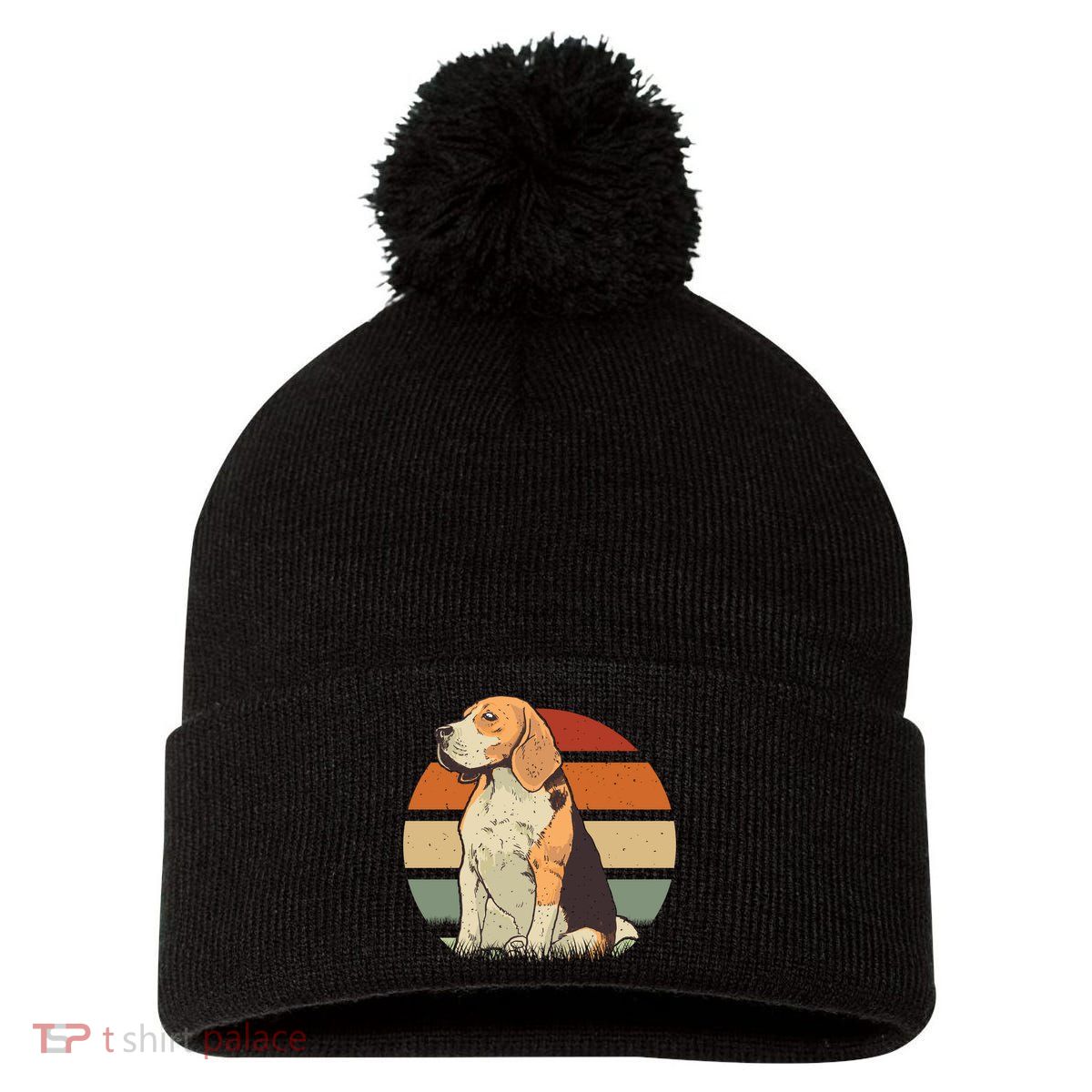 Beagle Retro Sunset Pom Pom 12in Knit Beanie