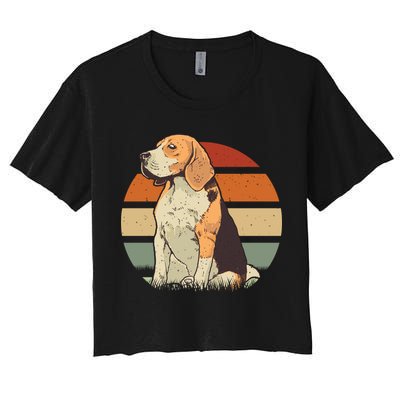 Beagle Retro Sunset Crop Top