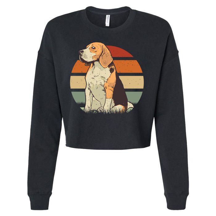 Beagle Retro Sunset Cropped Pullover Crew