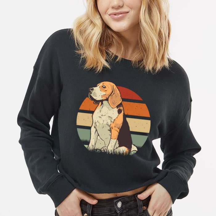 Beagle Retro Sunset Cropped Pullover Crew