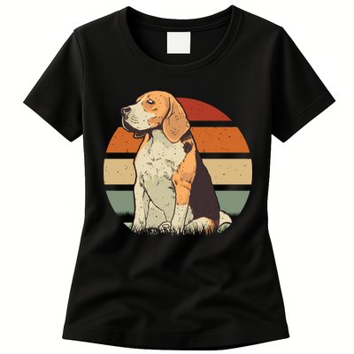 Beagle Retro Sunset Womens T-Shirt