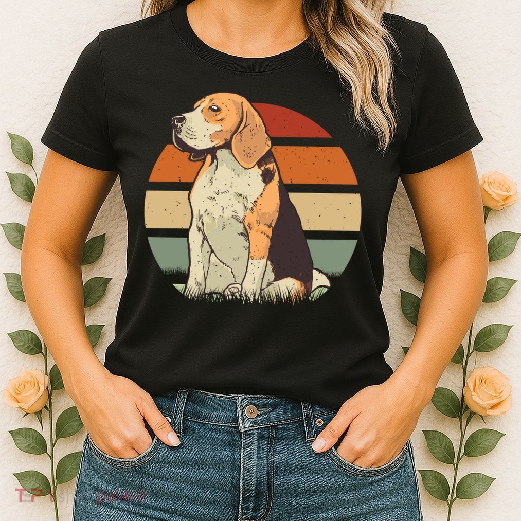 Beagle Retro Sunset Womens T-Shirt