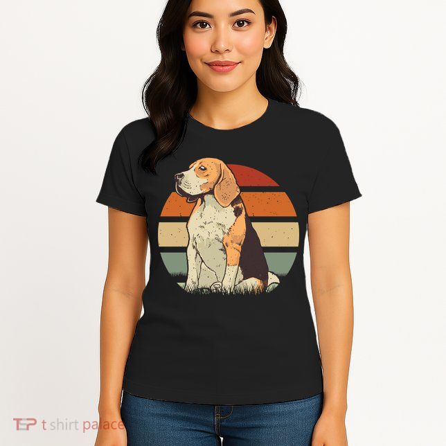 Beagle Retro Sunset Womens T-Shirt