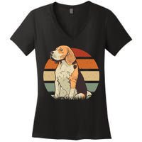 Beagle Retro Sunset Women's V-Neck T-Shirt