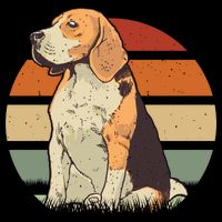Beagle Retro Sunset Women's V-Neck T-Shirt