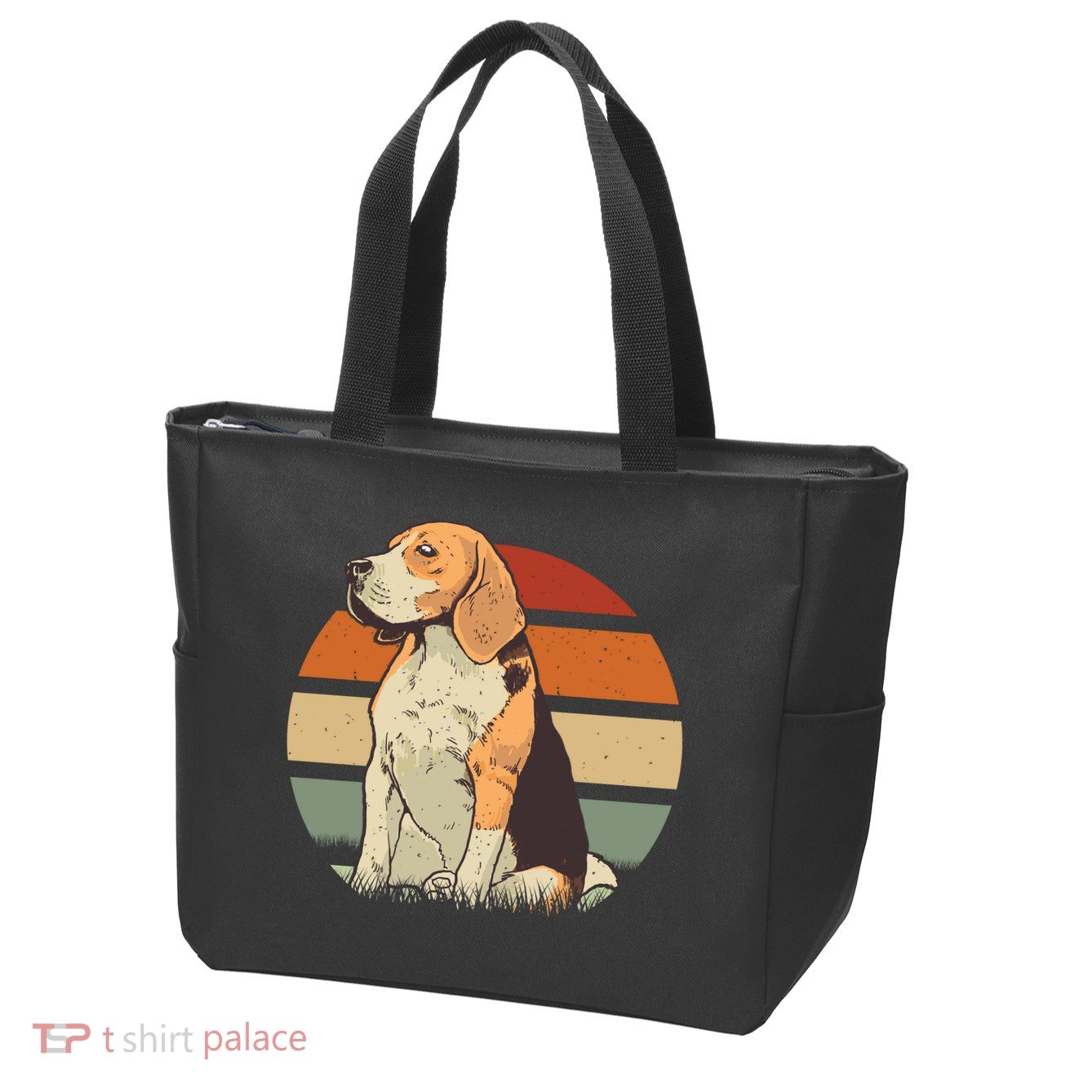 Beagle Retro Sunset Zip Tote Bag