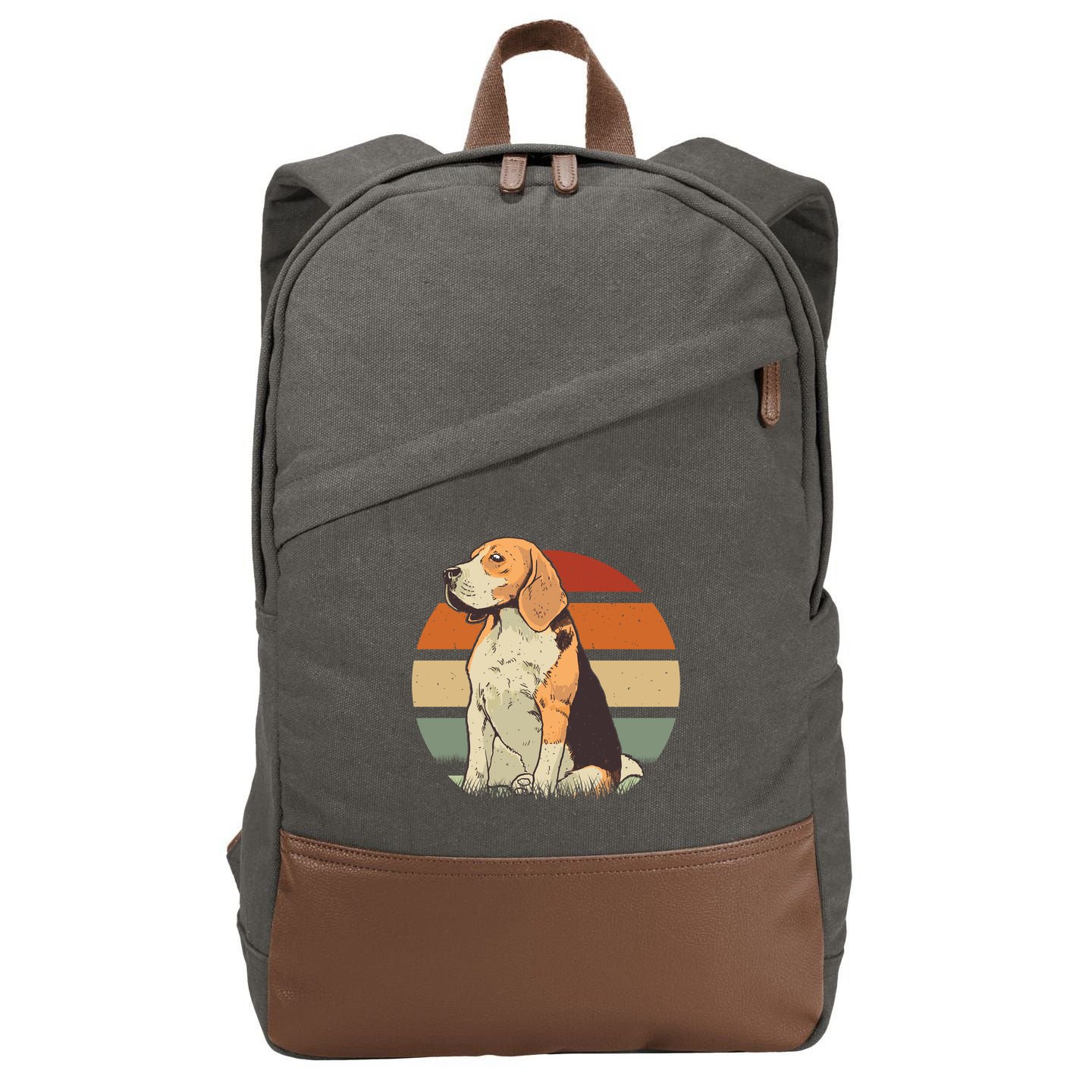Beagle Retro Sunset Cotton Canvas Backpack