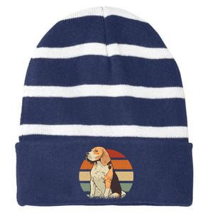 Beagle Retro Sunset Striped Beanie with Solid Band