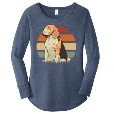 Beagle Retro Sunset Women's Perfect Tri Tunic Long Sleeve Shirt