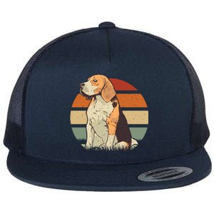 Beagle Retro Sunset Flat Bill Trucker Hat