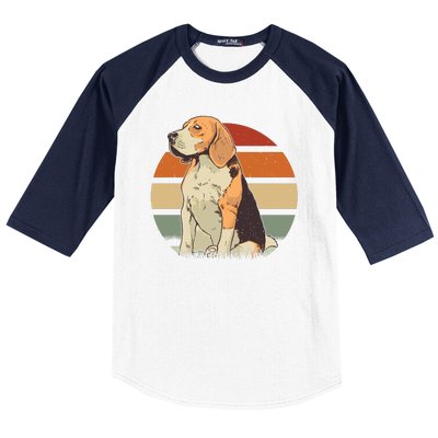 Beagle Retro Sunset Baseball Sleeve Shirt