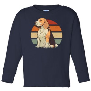 Beagle Retro Sunset Toddler Long Sleeve Shirt