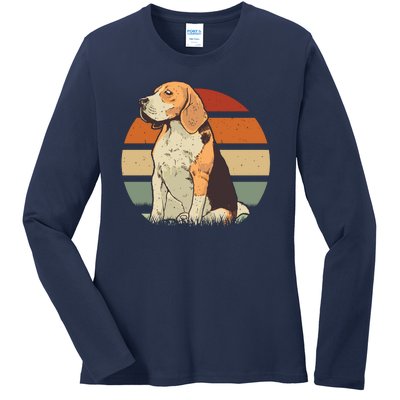 Beagle Retro Sunset Ladies Long Sleeve Shirt