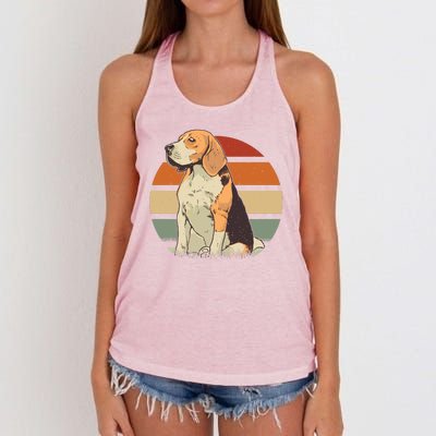 Beagle Retro Sunset Women's Knotted Racerback Tank