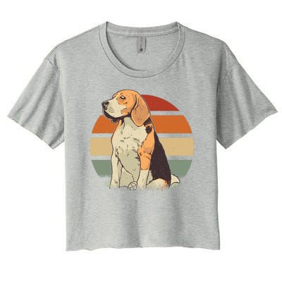 Beagle Retro Sunset Women's Crop Top Tee