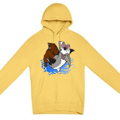 Bear Attacking Shark Premium Pullover Hoodie