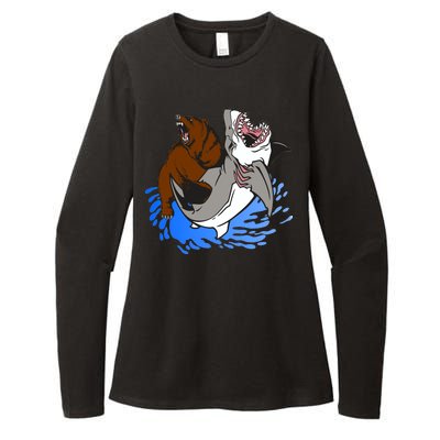 Bear Attacking Shark Womens CVC Long Sleeve Shirt