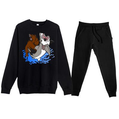 Bear Attacking Shark Premium Crewneck Sweatsuit Set