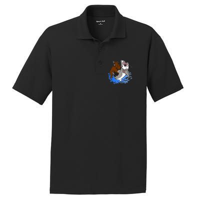 Bear Attacking Shark PosiCharge RacerMesh Polo