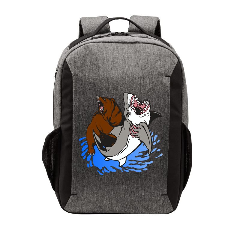 Bear Attacking Shark Vector Backpack